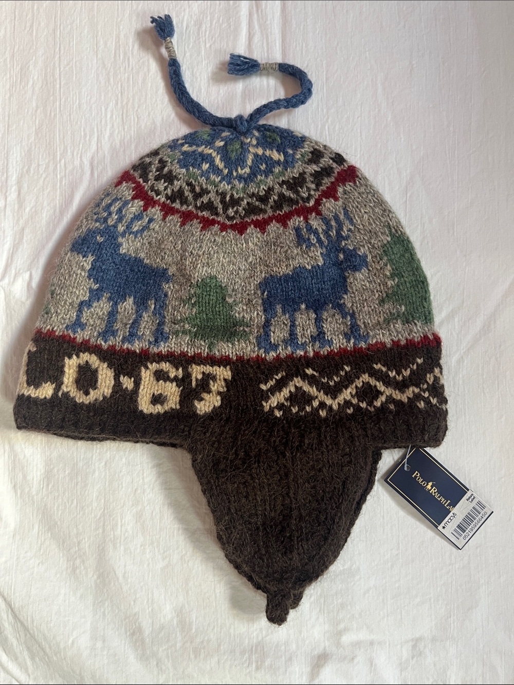 Vintage Polo Ralph Lauren Beanie Earflaps/Trapper Hat Winter Holiday Collection